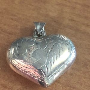 Sterling large heart pendant vintage
